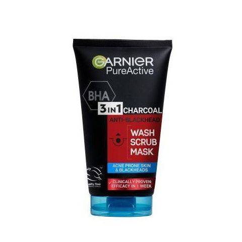 Garnier Pure Active 3-in-1 Wash Scrub Mask 150ml - Black Charcoal